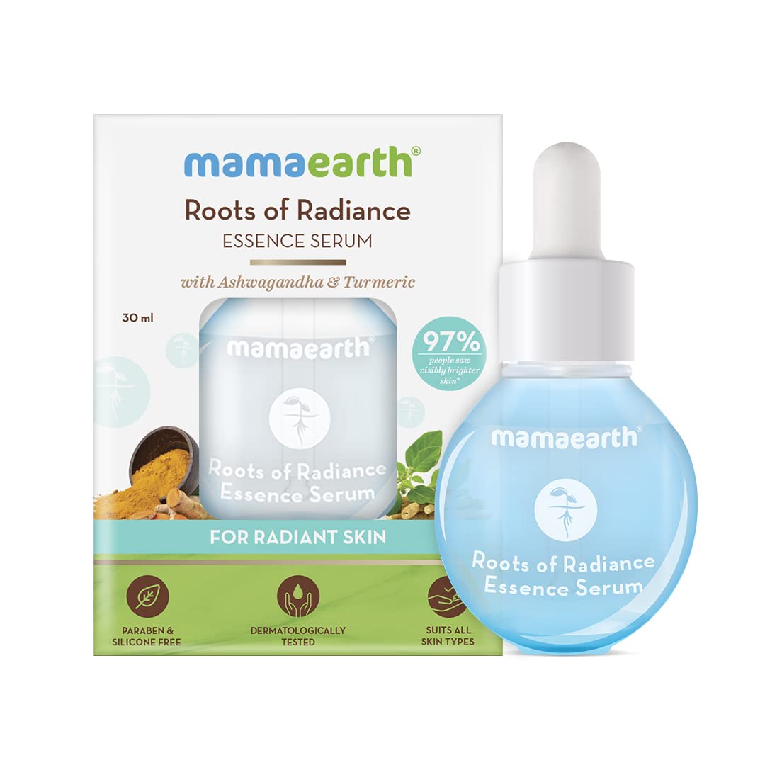 Mamaearth Roots Of Radiance Essence Face Serum For Brighting Skin With Ashwagandha & Turmeric For Radiant Skin, 30ml
