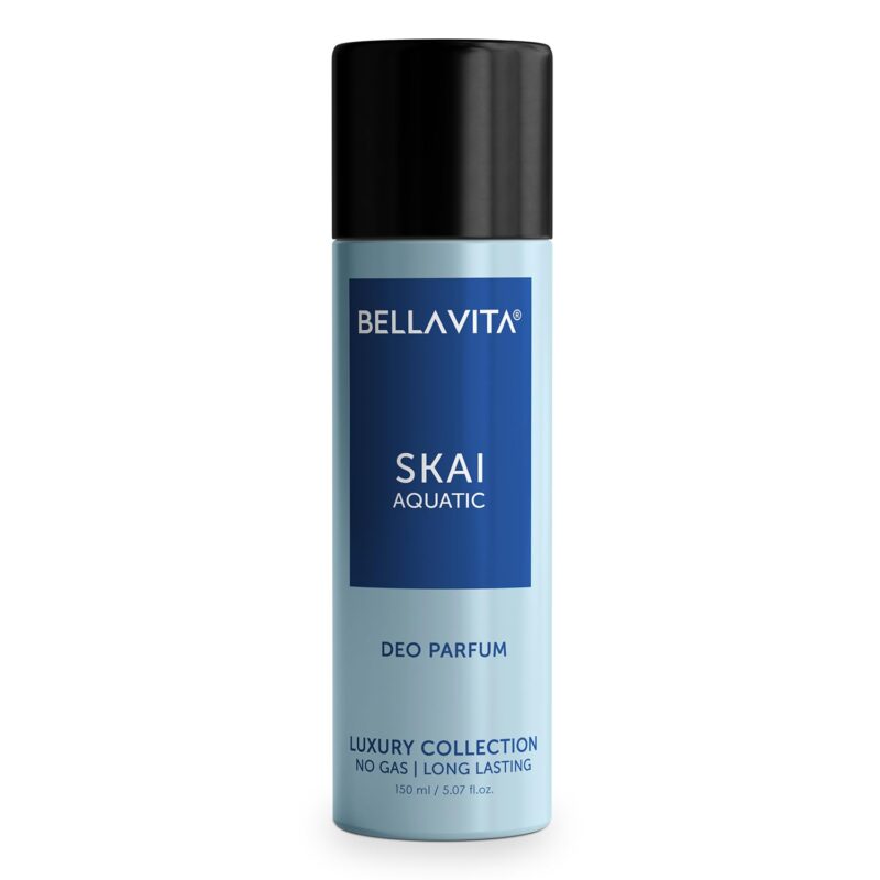 Bella Vita Luxury SKAI Aquatic | Long Lasting 150ml No Gas Deodorant Body Parfum for Man and Woman | with Bergamot, Pineapple, Lavender | Fresh, Musky & Premium Fragrance Deo
