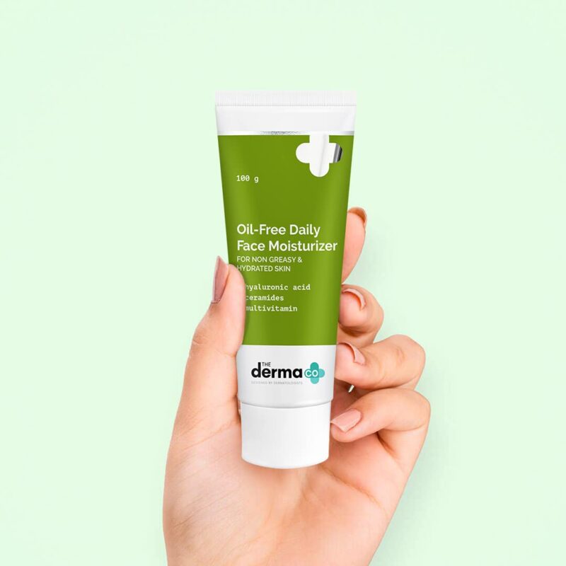 The Derma Co Oil-Free Daily Face Moisturizer | With Hyaluronic Acid, Ceramides & Multivitamins | For Non-Greasy & Hydrated Skin | Prolonged Moisturization | Strengthens Skin Barrier | 100 g - Image 2