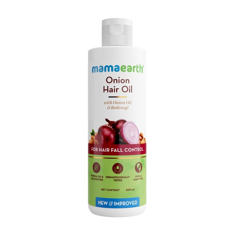 Mamaearth Onion Hair Oil with Onion Oil & Redensyl for Hair Fall Control | Boosts Hair Growth | Adds Strength & Shine | 150 ml