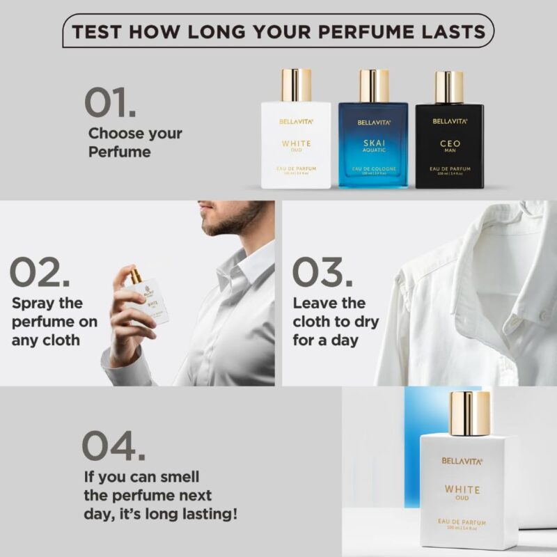 BELLAVITA White Oud Unisex | Long Lasting Perfume for Man and Woman | EDP 100ml | Orange, Patchouli, Musk | Oud, Citrus, Spicy Premium Fragrance Perfume for Men & Women | Great for Everyday Use - Image 5