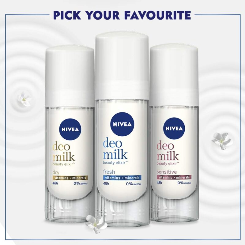 NIVEA DEO MILK SENSITIVE DEODORANT ROLL-ON EACH 40ML Pack of 2 Deodorant Roll-on For Women (100 ml, Pack of 2) - Image 5