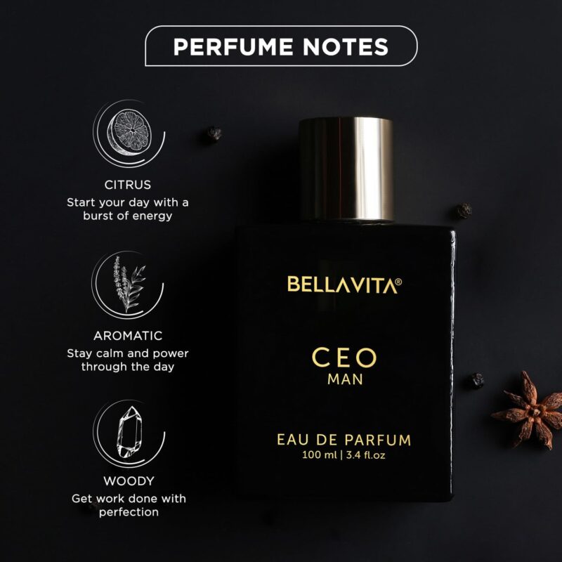 Bella Vita Luxury CEO MAN Long Lasting Perfume for Men | EDP 100ml | Lemon, Lavender, Tonka, Mandarin & Vetiver | Woody, Citrus Premium Fragrance | Ideal for Every Moment - Image 3
