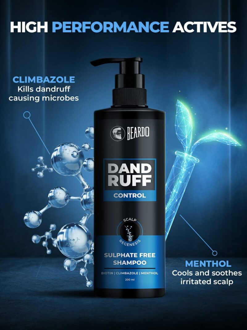 Beardo Dandruff Control Sulphate Free Shampoo for men 200 ml | Anti Dandruff | Sulphate and Paraben Free | Climbazole, Menthol & Biotin for Dandruff Control & Itchy Scalp - Image 2