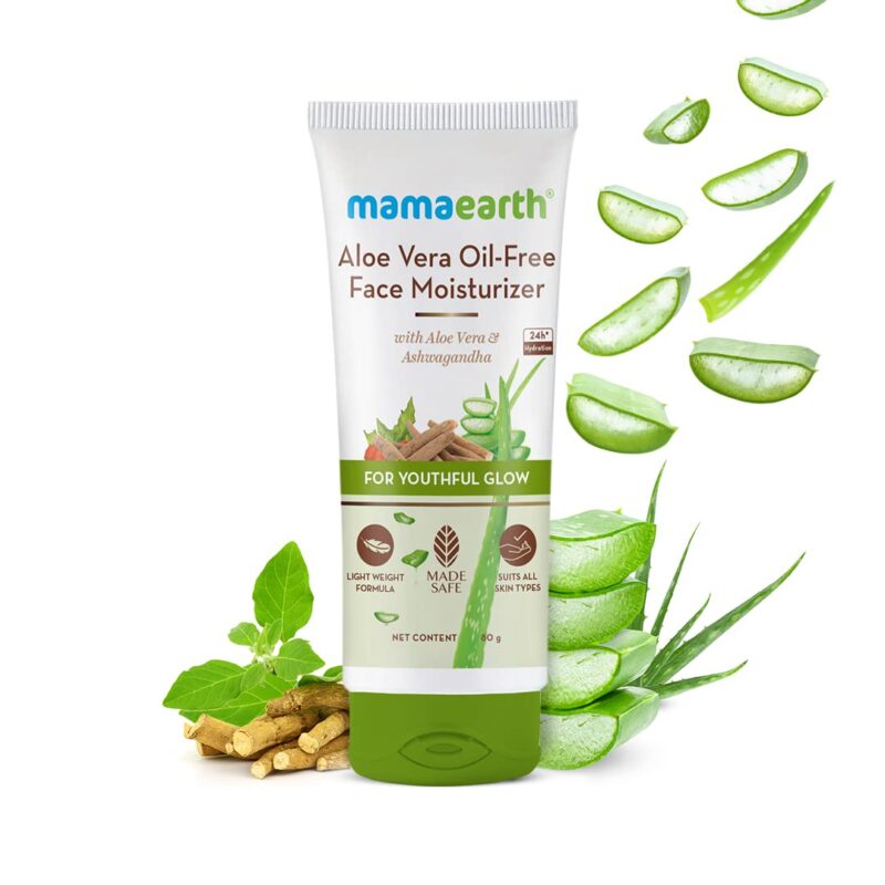 Mamaearth Aloe Vera Oil-Free Face Moisturizer for Oily Skin with Aloe Vera & Ashwagandha for a Youthful Glow - 80 g - Image 3