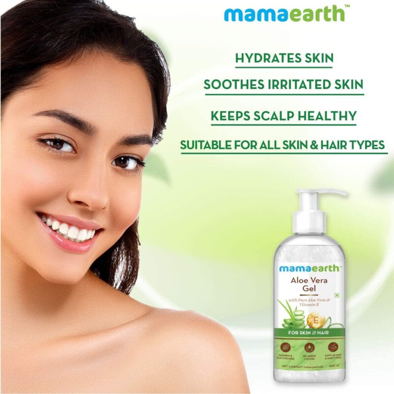Mamaearth Aloe Vera Gel for Skin & Hair | With Pure Aloe Vera & Vitamin E | Hydrates Skin | Soothes Irritated Skin | Keeps Scalp Healthy | For Men & Women | 300 ml - Image 3