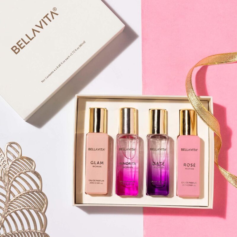 Bella Vita Luxury Long Lasting Perfume Gift Set for Woman | 4x20ml | Gifts for Women | Floral, Fruity, Premium Fragrance Scent | Date, Senorita, Glam, Rose | Mothers Day Gift Hamper for Mom - Image 4