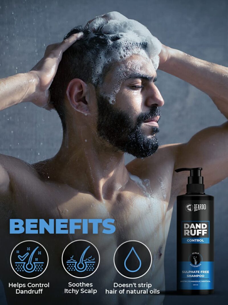 Beardo Dandruff Control Sulphate Free Shampoo for men 200 ml | Anti Dandruff | Sulphate and Paraben Free | Climbazole, Menthol & Biotin for Dandruff Control & Itchy Scalp - Image 5