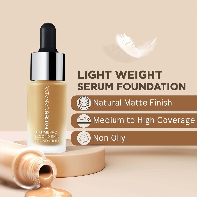 FACESCANADA Ultime Pro Second Skin Foundation - Absolute Ivory 012, 15ml | Lightweight Anti-Ageing Serum Foundation | 3X Lighter | Natural Matte Finish | Medium To High Coverage | SPF 15 | Non-Oily - Image 3