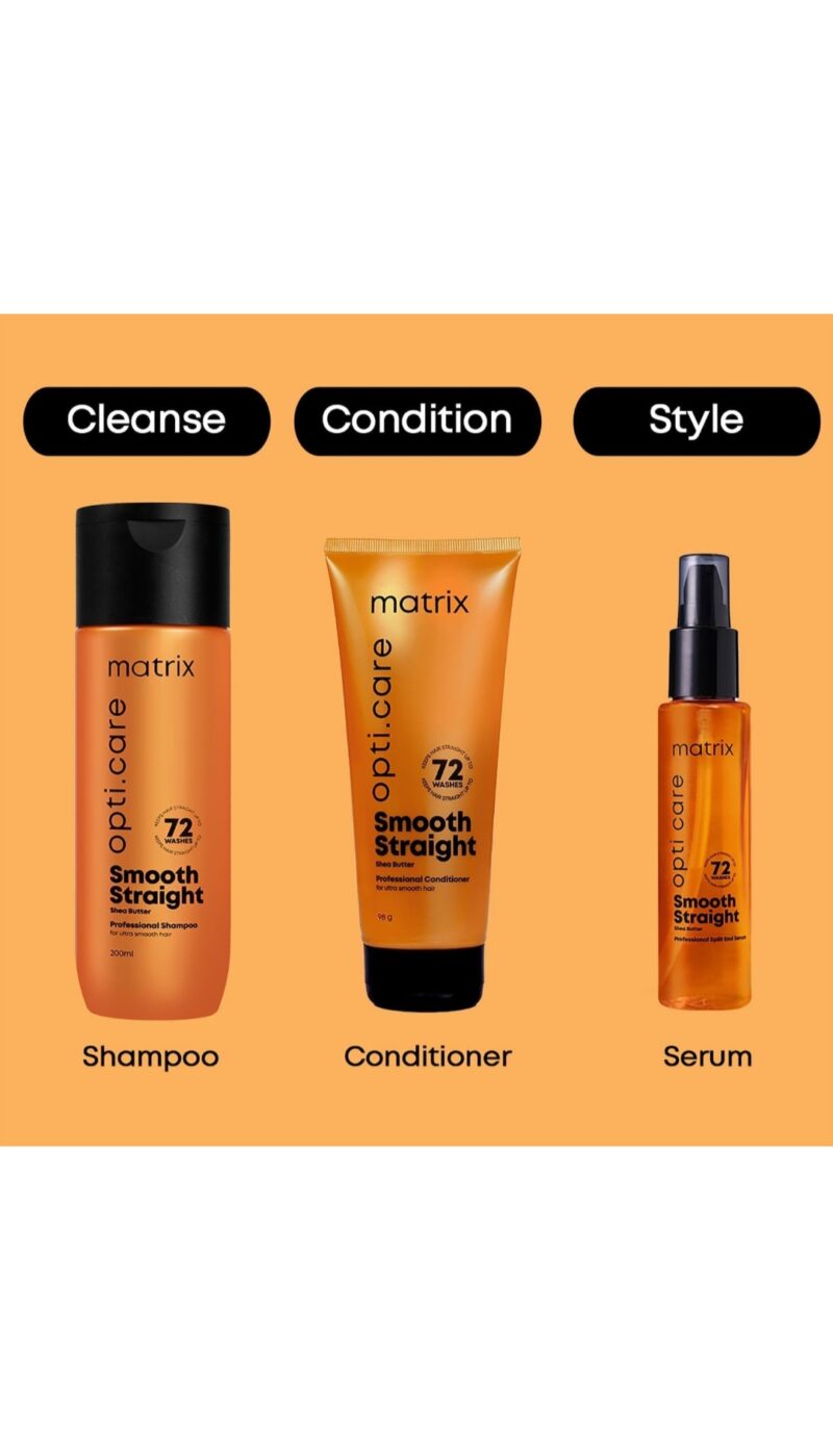 MATRIX Opti.Care Smooth Straight Professional Shampoo for Frizzy, Unmanageable Hair | 96Hr Frizz Control* | Used by 1 Lakh Hairstylists* | with Shea Butter, 200ml - Image 5