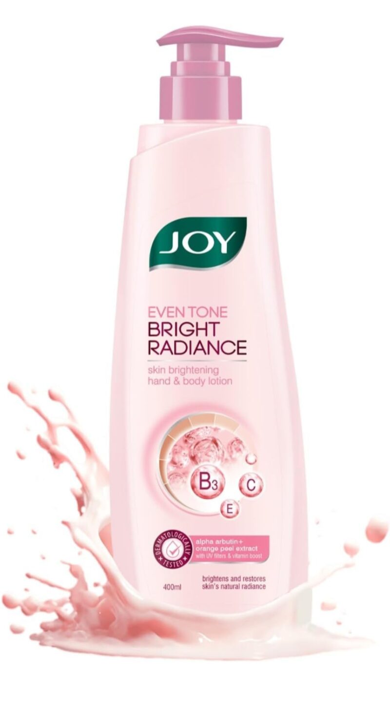 Joy Even Tone Bright Radiance Brightening Body Lotion 400ml | With Niacinamide & Alpha Arbutin | Removes Tan, Dark Spots & Restores Natural Glow | Lightweight, Non Sticky & Non Greasy | 300ml