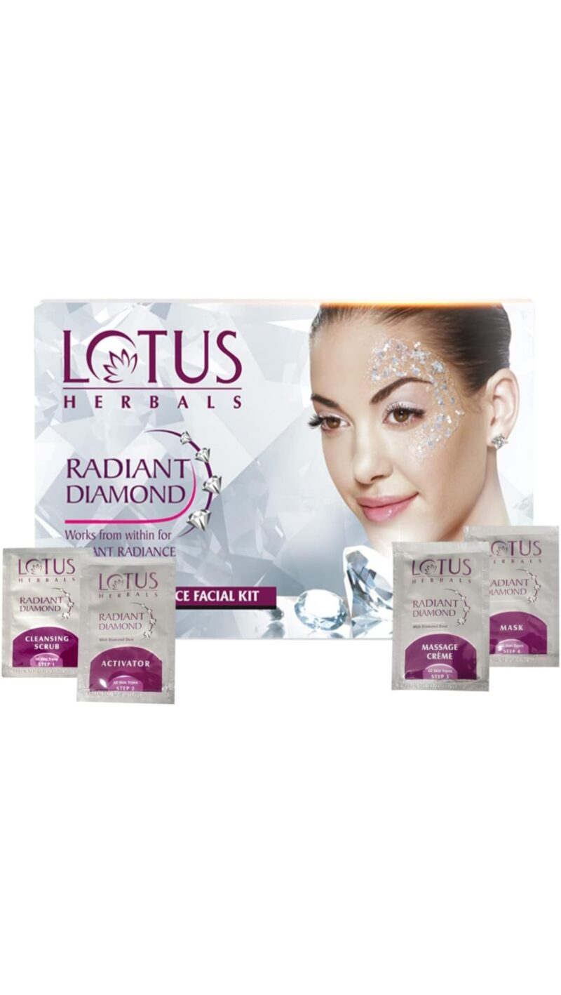 Lotus Herbals Radiant Diamond Cellular Radiance 1 Facial Kit | With Diamon Dust & Cinnamon | For All Skin Types