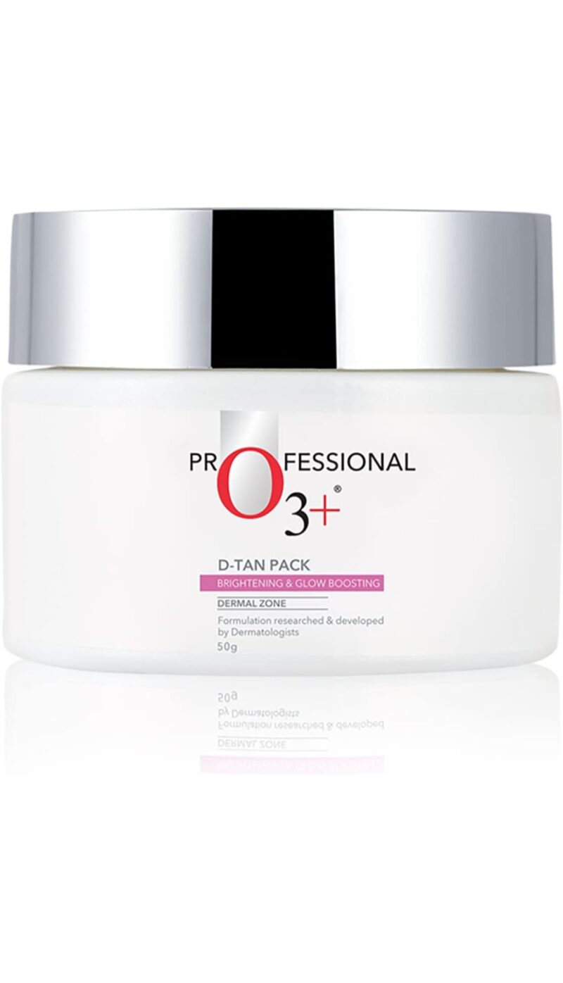 O3+ D-TAN Professional Face Pack for Instant Tan Removal & Glowing Skin with Lactic Acid, Pea Extract & Mint Extract - Ideal for All Skin Types 50g | Detan Pack for Tan Removal for Face and Body