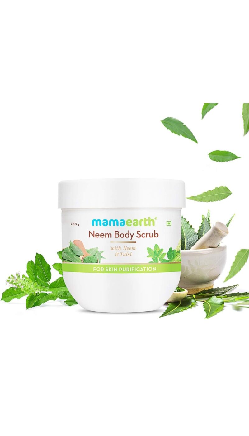 Mamaearth Charcoal, Coffee and Clay Face Mask 100g | Mamaearth Neem Body Scrub with Neem & Tulsi for Skin Purification - Image 3