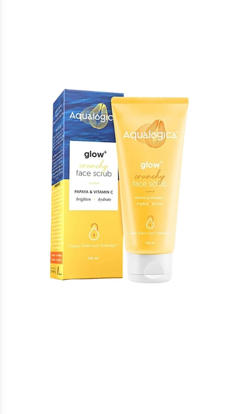 Aqualogica Glow+ Crunchy Face Scrub -Vitamin C & Papaya, For Deep Exfoliation & Cleansing, Refines, Brightens, 100 ml