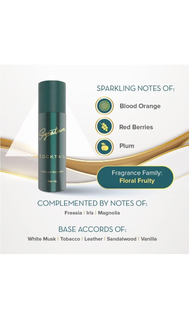 Signature Cocktail Deodorant 200ml | Unisex Floral Fruity Long Lasting Fragrance Deo | Skin Friendly & Fresh Scent Body Spray | Protection From Sweat & Bad Odour | No Gas Perfume For Men & Women - Image 3