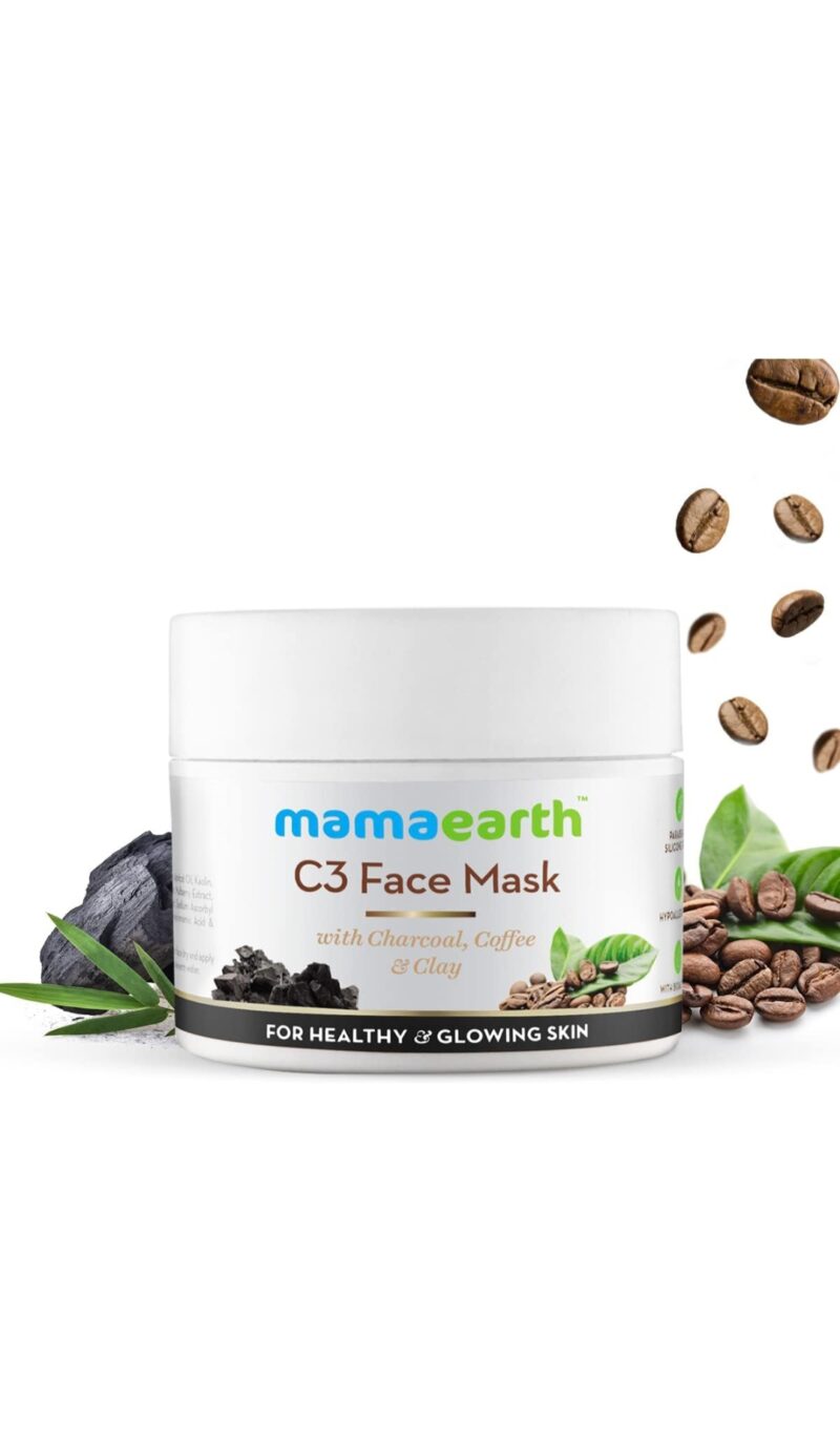 Mamaearth Charcoal, Coffee and Clay Face Mask 100g | Mamaearth Neem Body Scrub with Neem & Tulsi for Skin Purification - Image 2