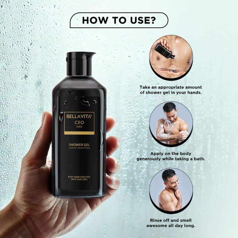 Bella Vita Luxury CEO Shower Gel for Men, Long-Lasting Fragrance Body Wash with Aloe Vera, 500ml | Premium Daily Use Shower Gel for All Skin Types - Image 3