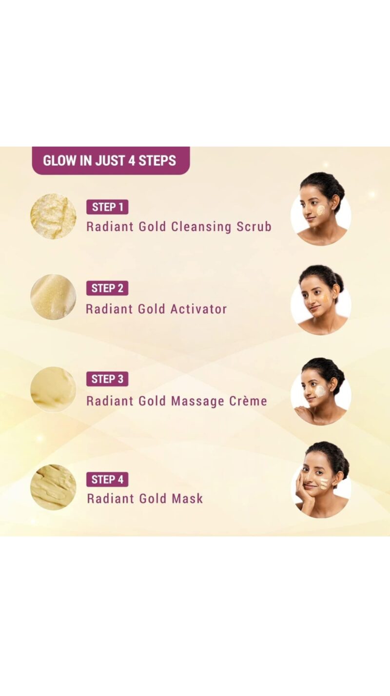 Lotus Herbals Radiant Gold Cellular Glow 1 Facial Kit | With 24K Gold leaves | For Skin Glow | All Skin Types | 37g - Image 4