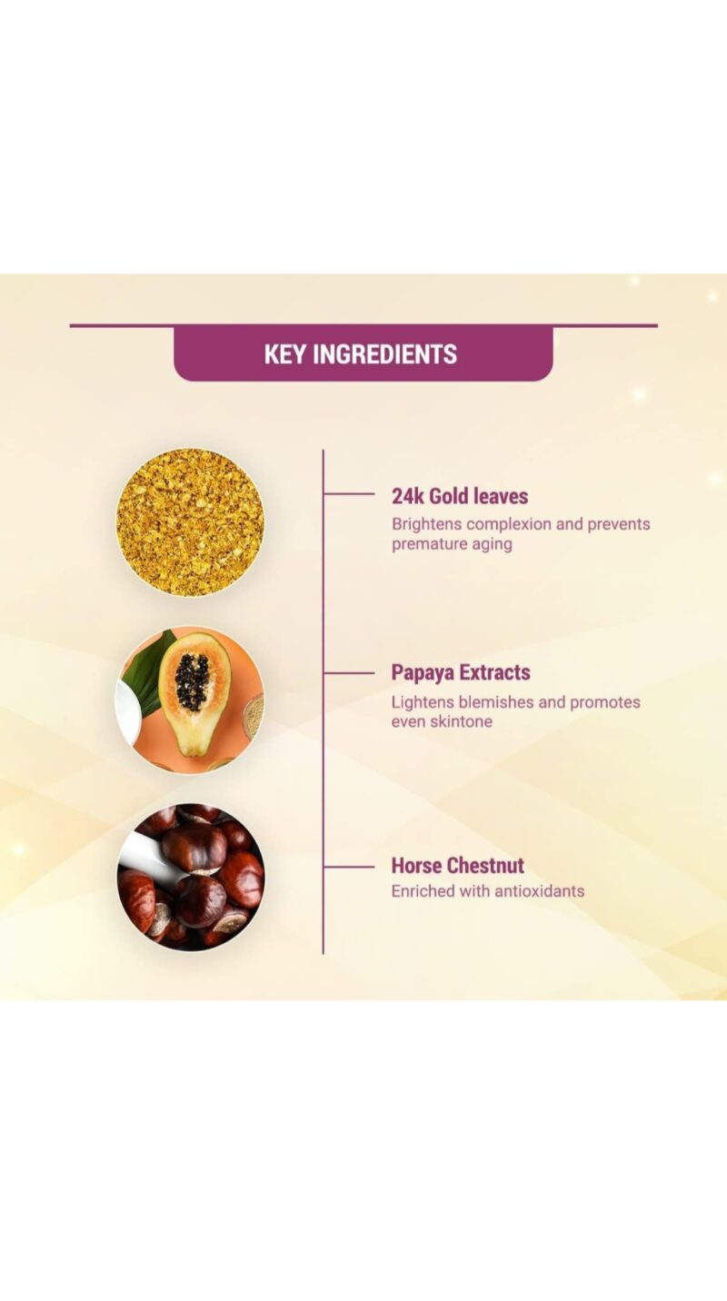 Lotus Herbals Radiant Gold Cellular Glow 1 Facial Kit | With 24K Gold leaves | For Skin Glow | All Skin Types | 37g - Image 5