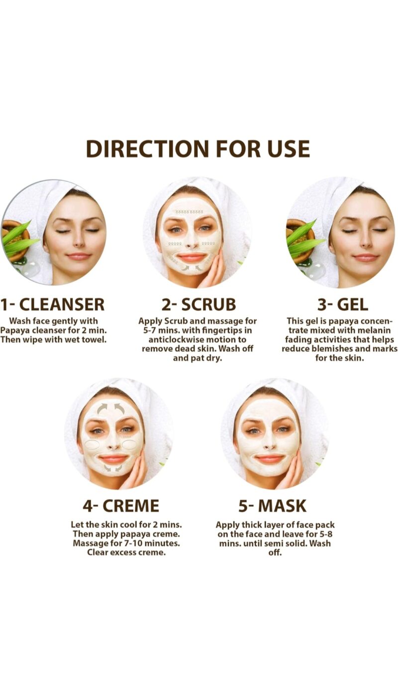 Astaberry Papaya Mini Facial Kit, 5 Step for Skin Brightening | Ultimate Glow | Reduce Pigmentation and Blemishes | Improve skin moisturization & Elasticity |100 gm - Image 4