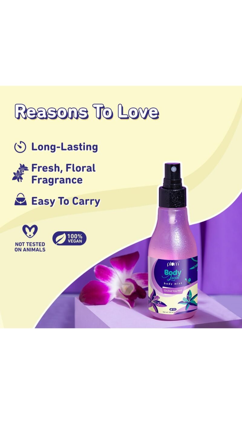 Plum BodyLovin' Body Mist – Orchid You Not | Long-Lasting Floral Fragrance with Refreshing Notes | Travel-Friendly Perfume Spray for Women – 150 ml - Image 3