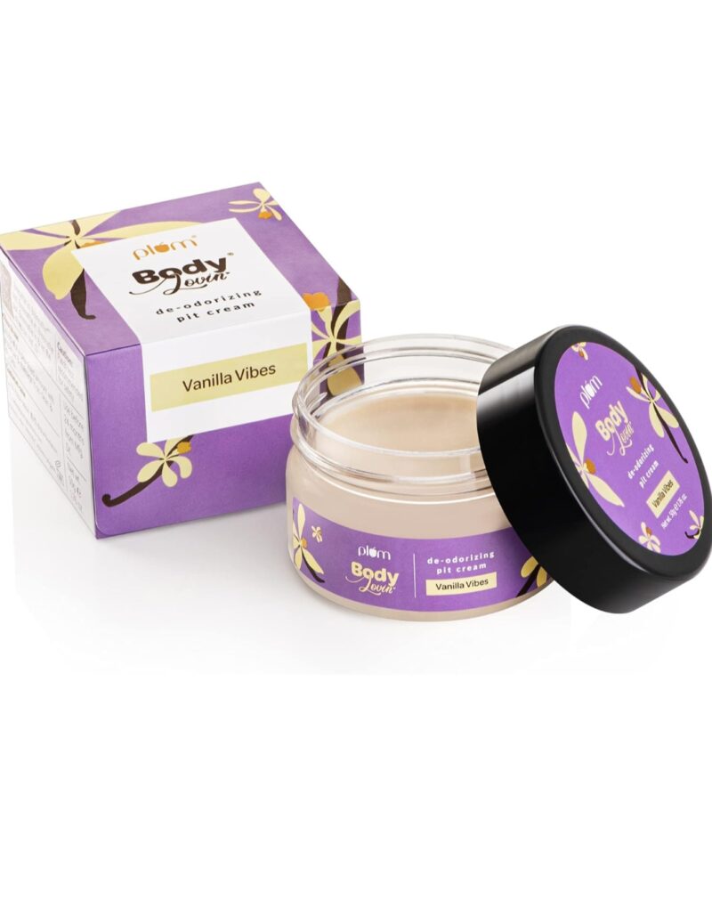 Plum BodyLovin' De-Odorizing Pit Cream – Vanilla Vibes | 12+ Hour Odor Protection | Natural Underarm Cream with Sweet Villa Scent – 50 g