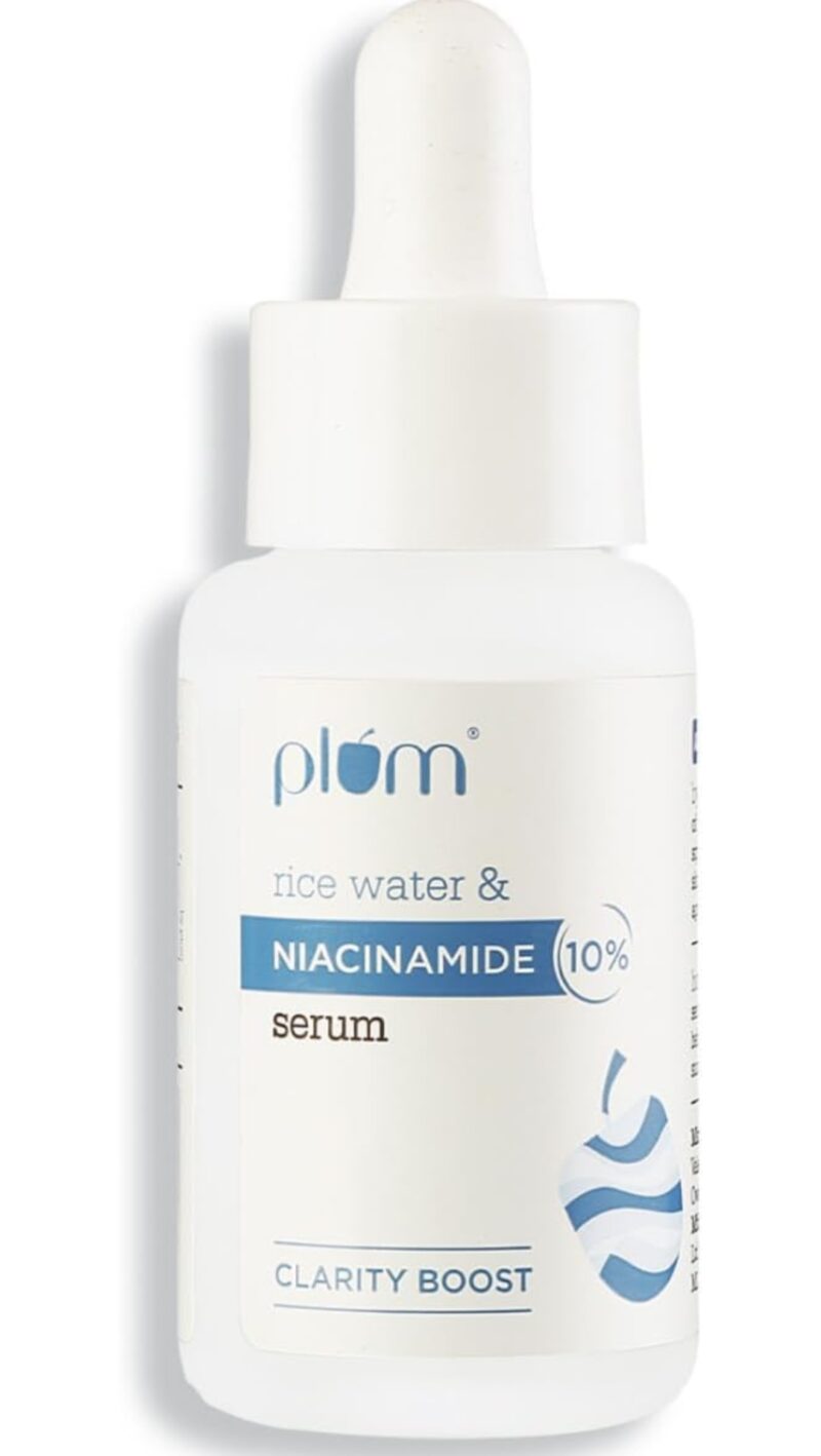 Plum 10% Niacinamide Serum with Rice Water | Clarity Boost Face Serum for Glowing Skin, Oil Control & Pore Minimizing | Suitable for All Skin Types – 30 ml