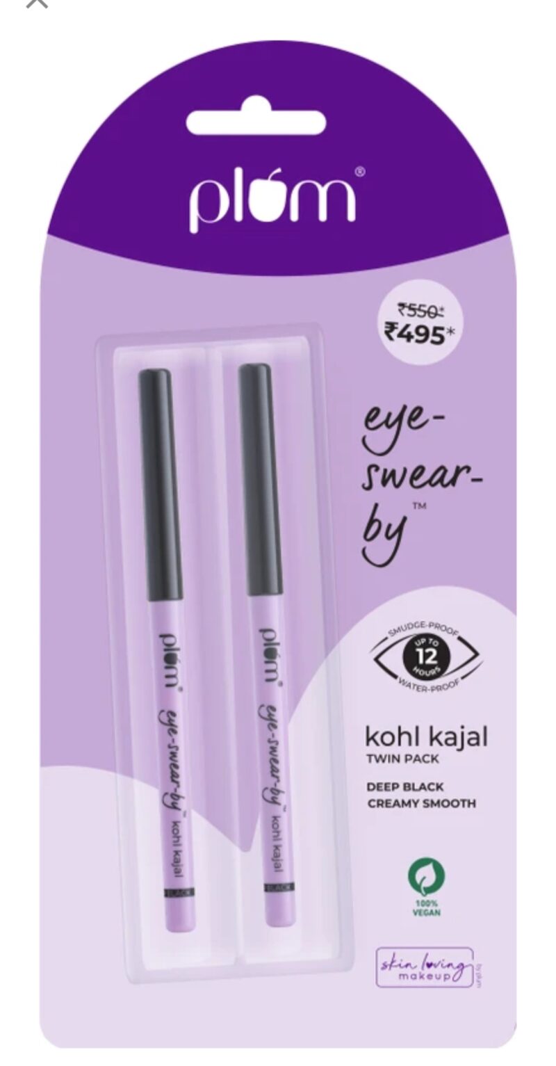 Plum Eye-Swear-By Kohl Kajal - Deep Black | Smudge-Proof | Water-Proof (Deep Black, 0.7 g)