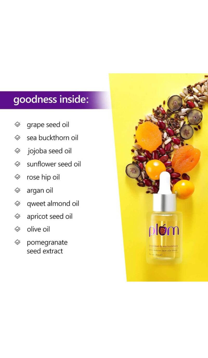 Plum Grape Seed & Sea Buckthorn Glow Restore Face Oil - 30ml - Image 3