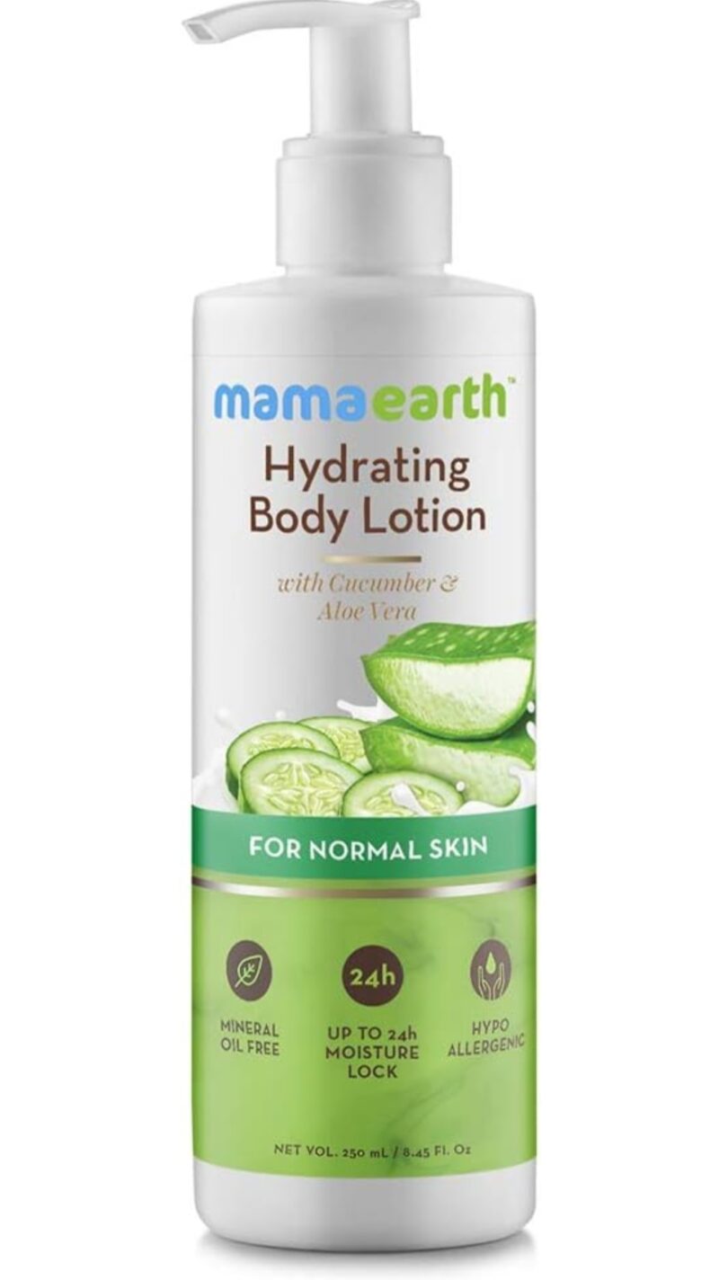 Mamaearth Hydrating Natural Body Lotion with Cucumber and Aloevera with Normal Skin for all Seasons for Men and Women (250 ml) - Image 2