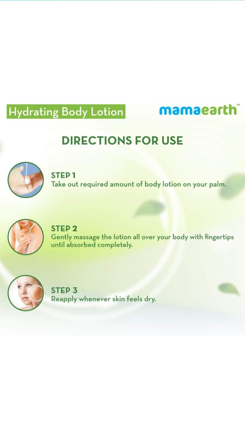 Mamaearth Hydrating Natural Body Lotion with Cucumber and Aloevera with Normal Skin for all Seasons for Men and Women (250 ml) - Image 4