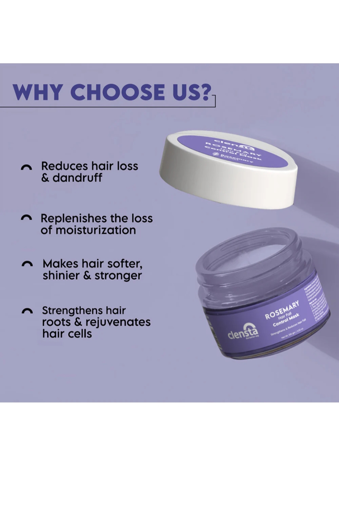 Clensta Rosemary Hair Fall Control Mask – 100g - Image 3