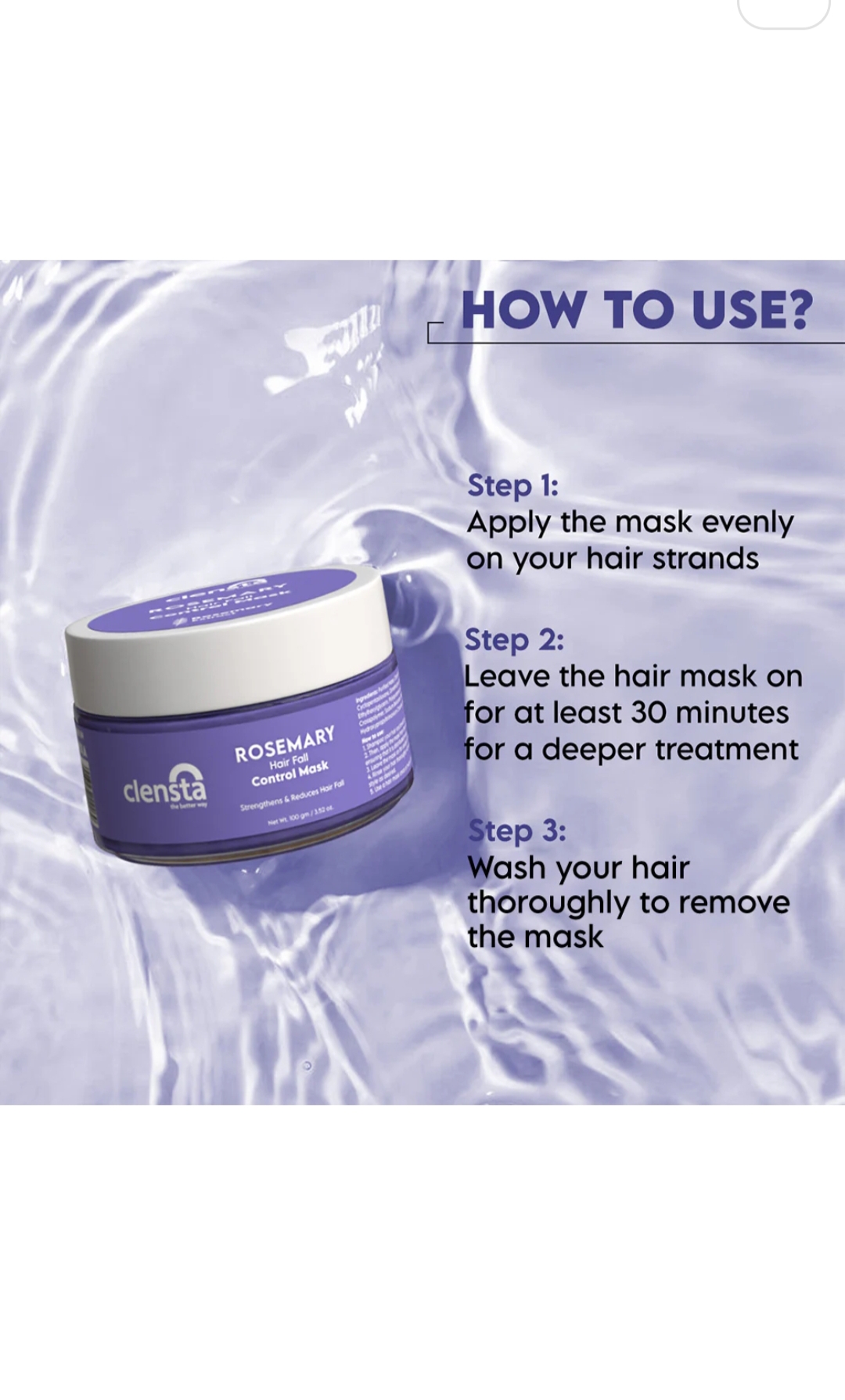 Clensta Rosemary Hair Fall Control Mask – 100g - Image 5