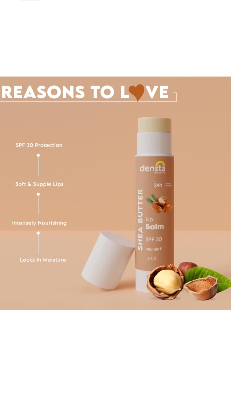Clensta Shea Butter Lip Balm SPF 30 – 4.5g - Image 3