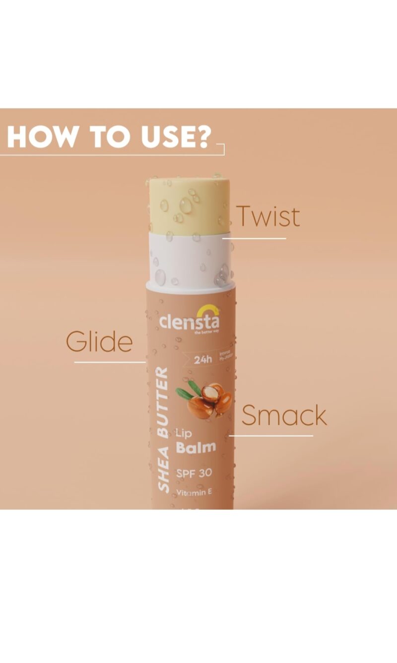 Clensta Shea Butter Lip Balm SPF 30 – 4.5g - Image 4