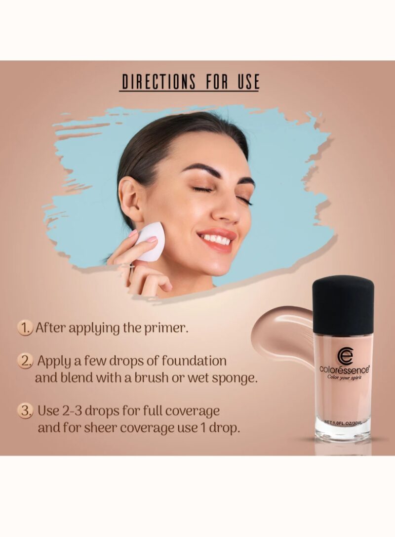 Coloressence Liquid Foundation | Waterproof Long Stay | Buildable Coverage |Pink Beige-30ml - Image 3