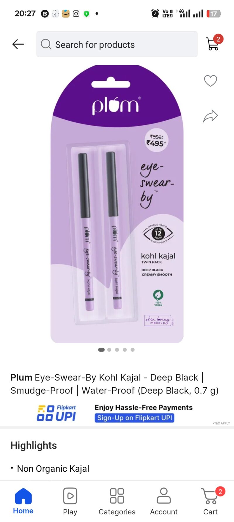 Plum Eye-Swear-By Kohl Kajal - Deep Black | Smudge-Proof | Water-Proof (Deep Black, 0.7 g) - Image 6