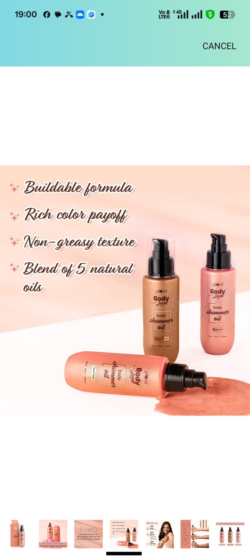 Plum BodyLovin’ Peach Glow Body Shimmer Oil – 90 ml - Image 4