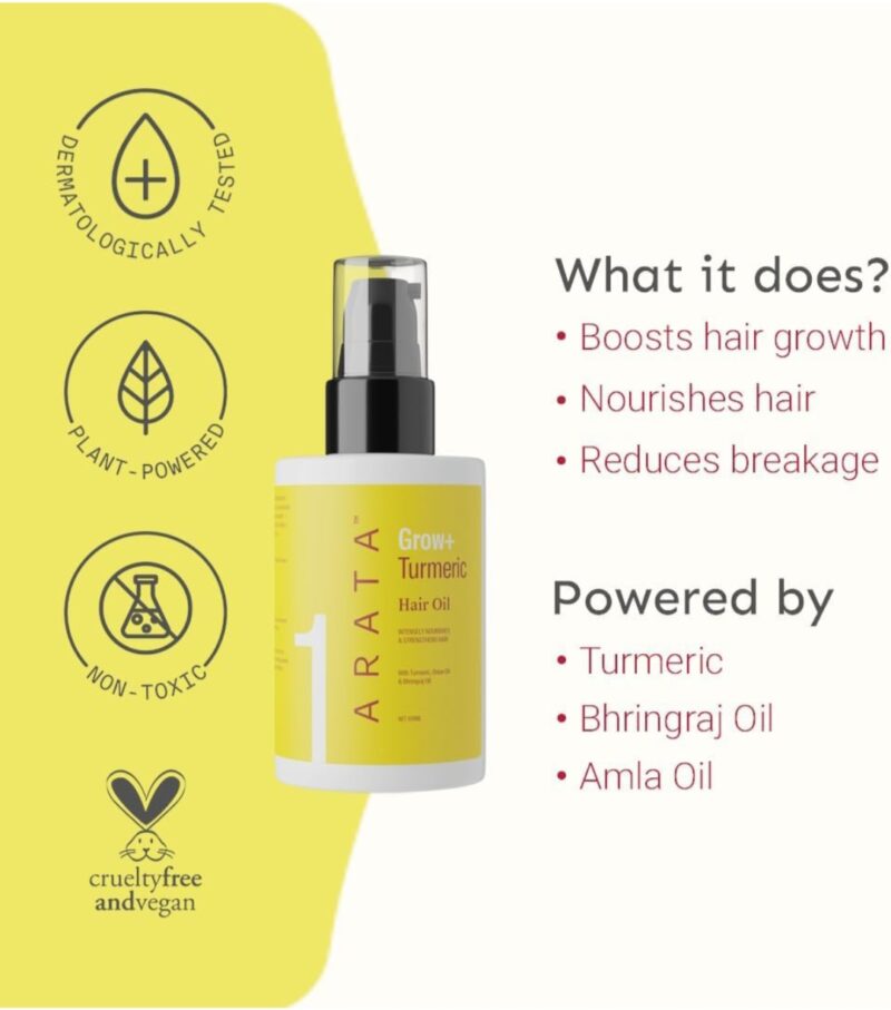 Arata Grow+ Turmeric Hair Oil & Scalp Scrub Combo - Image 3