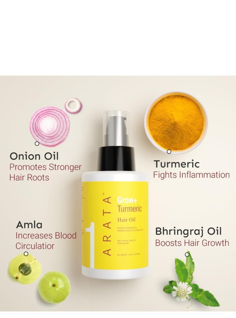 ARATA Grow+ Turmeric Hair Oil – 100ml - Image 3