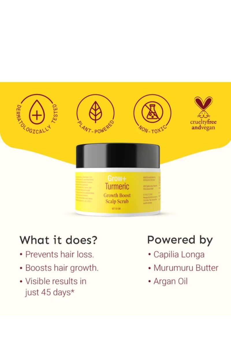 Arata Grow+ Turmeric Hair Oil & Scalp Scrub Combo - Image 2