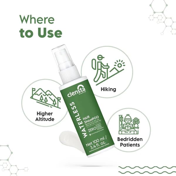 Clensta Waterless Hair Shampoo For Men and Women | Alcohol Free | Paraben Free | Sulfate Free | Sodium Free | Just Spray, Wipe Off and Remove Dust, Dirt and Oil From Hair | 100ml - Image 3