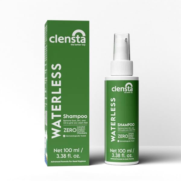 Clensta Waterless Hair Shampoo For Men and Women | Alcohol Free | Paraben Free | Sulfate Free | Sodium Free | Just Spray, Wipe Off and Remove Dust, Dirt and Oil From Hair | 100ml