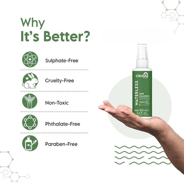 Clensta Waterless Hair Shampoo For Men and Women | Alcohol Free | Paraben Free | Sulfate Free | Sodium Free | Just Spray, Wipe Off and Remove Dust, Dirt and Oil From Hair | 100ml - Image 5