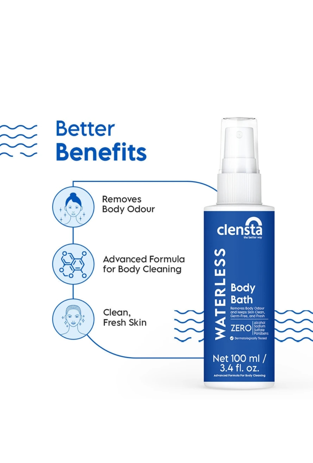 Clensta Waterless Body Bath|Use While Hiking, in Higher Altitudes,for Bedridden Patients (100 ml) - Image 3