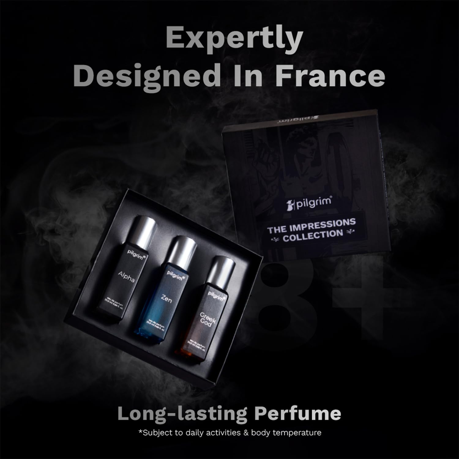 Pilgrim Men Mix The Impressions Collection 3 In 1(3X20Ml) Gift Box Perfume(Eau De Parfum)Long Lasting Perfume With Spicy, Woody & Aquatic Fragrance Spray|Designed In France| Alpha, Greek God & Zen - Image 3