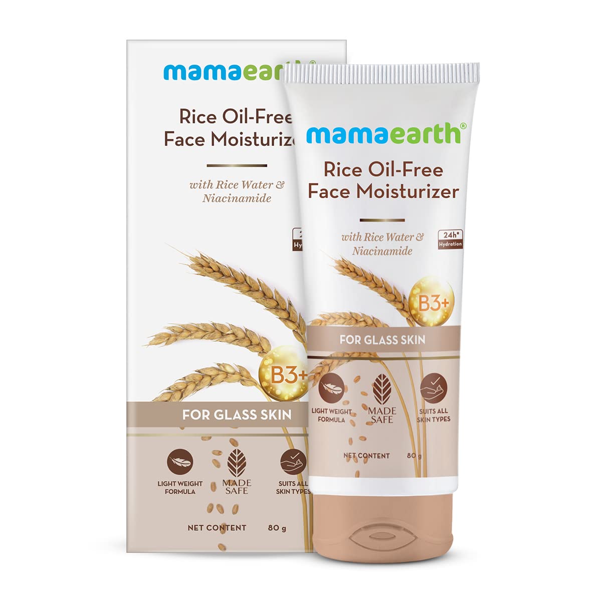 Mamaearth Rice Oil-Free Face Moisturizer for Oily Skin | With Rice Water & Niacinamide for Glass Skin | 24-Hour Hydration | Brightens Skin Tone | 80g - Image 2