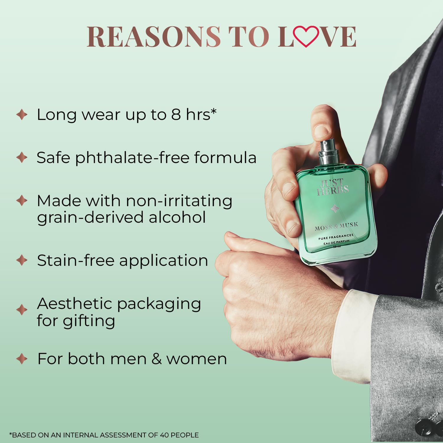 Just Herbs Perfume Spray for Men Long Lasting Fragrance - Image 2