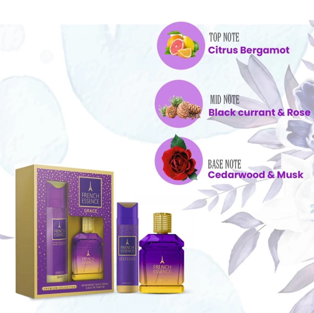 French Essence Perfume & Deodorant Gift Set for Women - Grace | Luxury Long Lasting Fragrance | Premium Body Spray | Gift Kit For Wife, Girlfriend | Combo Pack for Her - Image 3